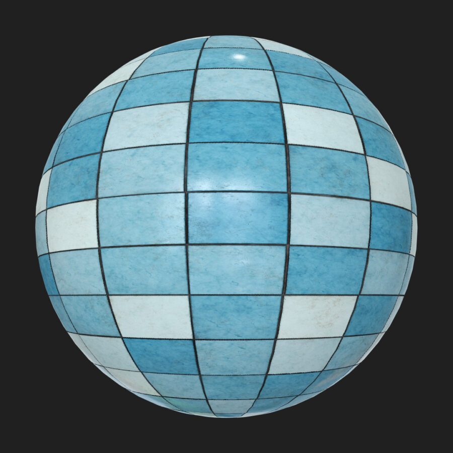 Blue tiles random pbr free texture