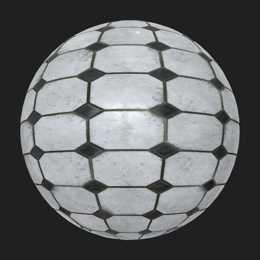 Black and white tiles PBR fre texture