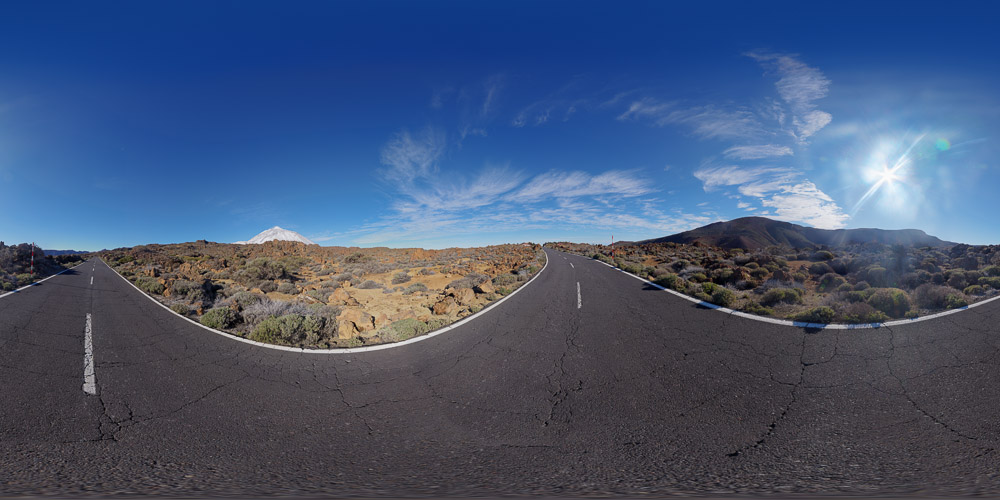 Road in volcanic landscape at morning  - HDRI Maps - Roads