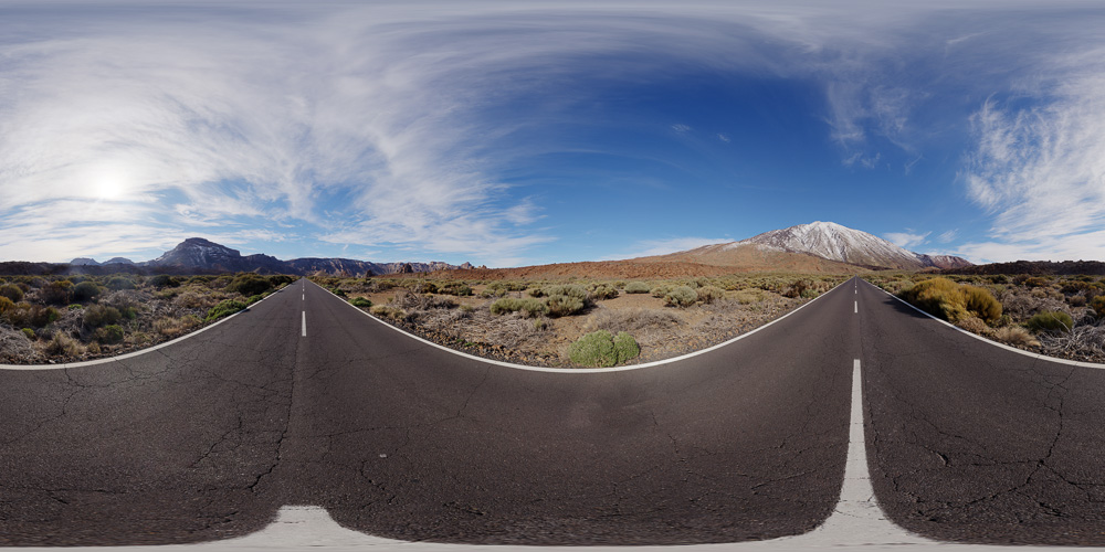 Straight road through volcanic landscape  - HDRI Maps - Roads