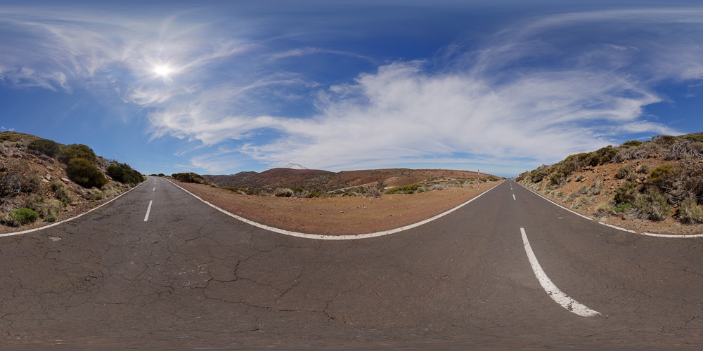 Uphill road in volcanic mountains  - HDRI Maps - Roads