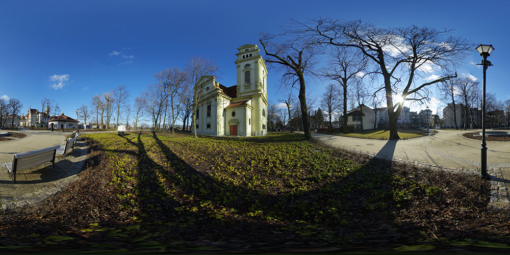 Park in front of protestant church  - Free HDRI Maps - Freebies