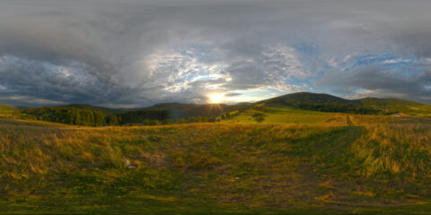 Skydome do pôr do sol com nuvens noturnas como visão panorâmica hdri 360  perfeita em formato equiretangular esférico para uso em gráficos 3d ou  desenvolvimento de jogos como substituição de cúpula do