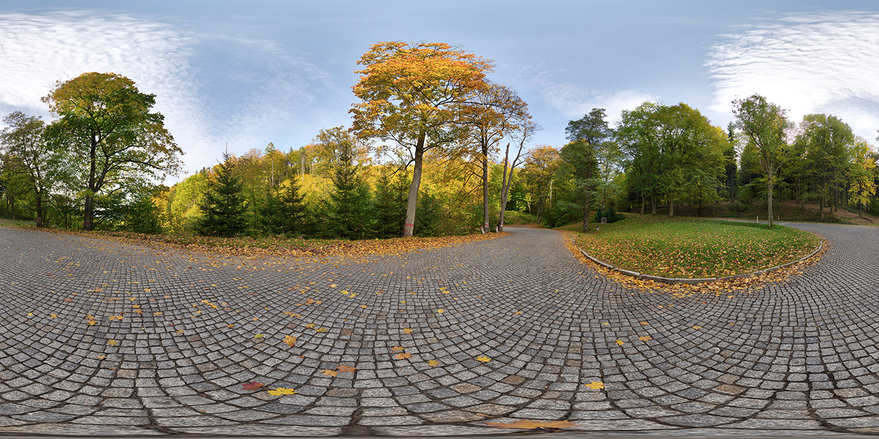 Autumn old brick road  - HDRIs - Roads