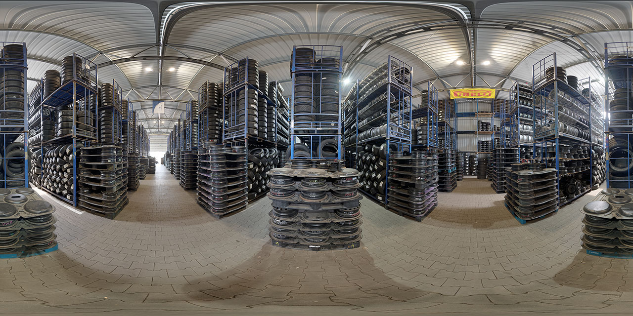 Tire warehouse with high shelf  - HDRIs - Interior