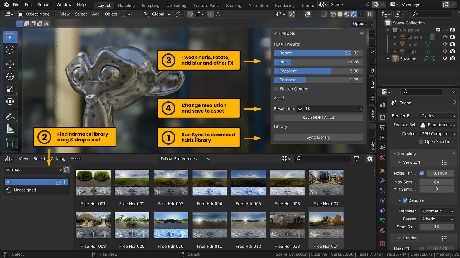 addon hmtool for blender hdri maps library tweak