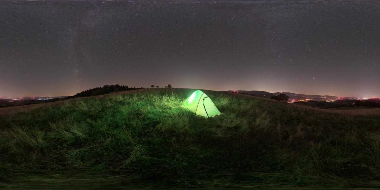 Night valley and green tent  - Free HDRI Maps - Freebies