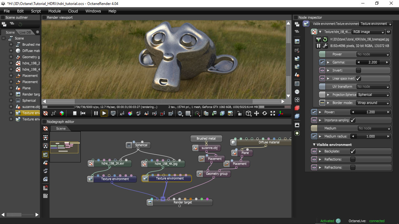 Octane render visible environments