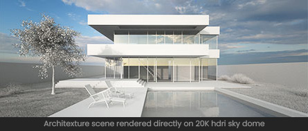 Architecture 3D scene rendered directly on HDRi Map in Maxwell Render