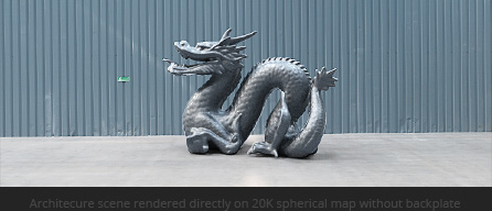 Sample model rendered on full size hdri map in Maxwell Render